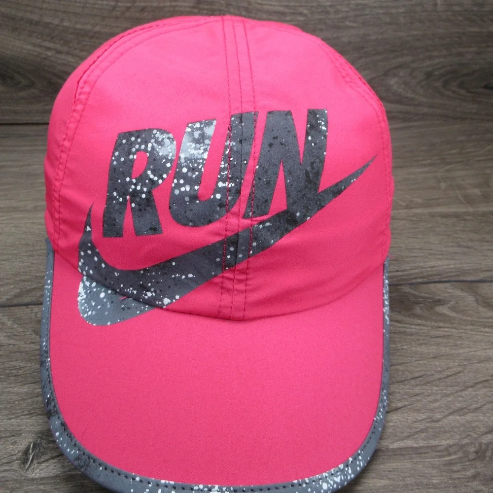 Nike Hat Cap Womens Strap Back Pink RUN Featherlight Dri-Fit Running Athletic